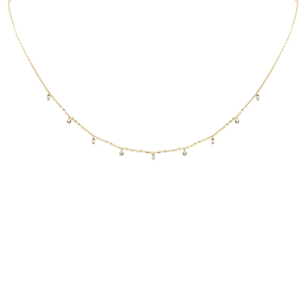.08ct G SI 14K Yellow Gold Diamond Pendant Necklace 16+2" Long