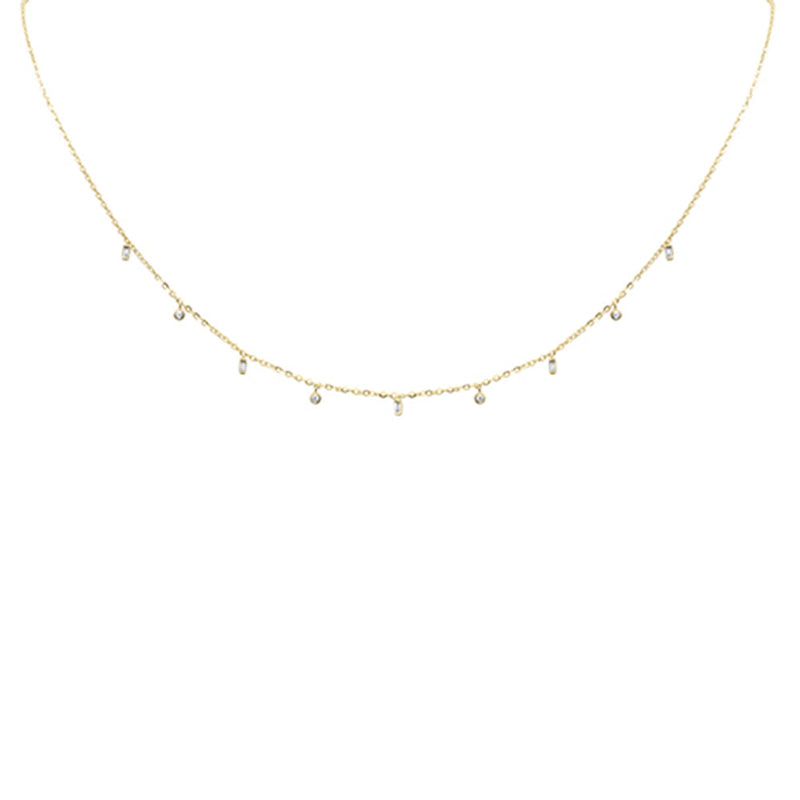 .08ct G SI 14K Yellow Gold Diamond Pendant Necklace 16+2" Long
