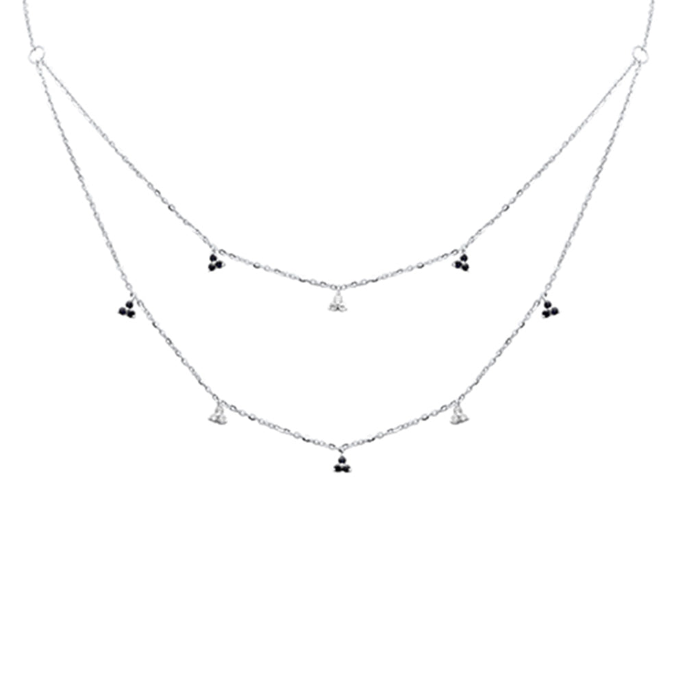 SPECIAL! .34ct G SI 14K White Gold Diamond & Blue Sapphire Gemstone Pendant Necklace 16+2" Long