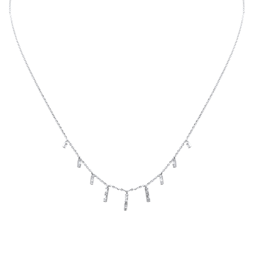 .19ct G SI 14K White Gold Diamond Dangling Necklace 16+2" Long