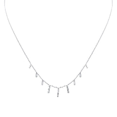 .19ct G SI 14K White Gold Diamond Dangling Necklace 16+2" Long