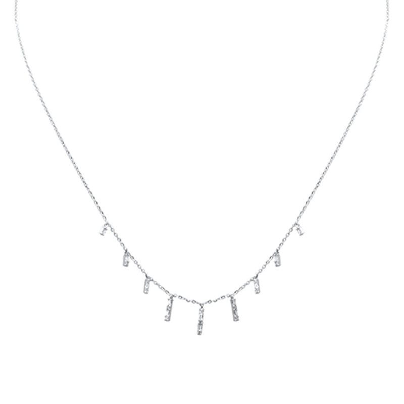 .19ct G SI 14K White Gold Diamond Dangling Necklace 16+2" Long