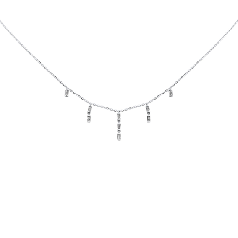 SPECIAL! .18CT G SI 14K White Gold Diamond Dangling Necklace 16+2" Long