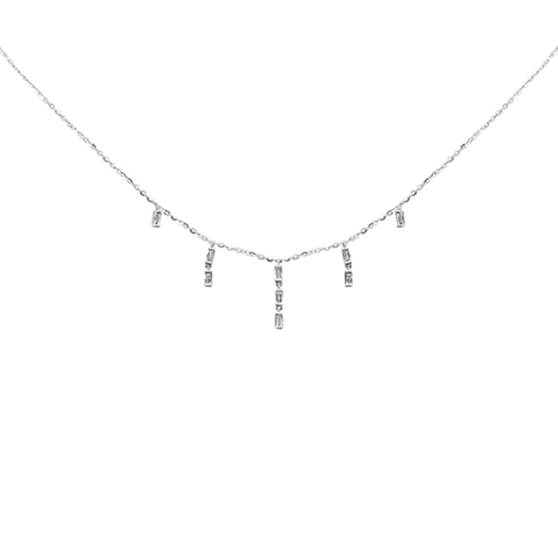 SPECIAL! .18CT G SI 14K White Gold Diamond Dangling Necklace 16+2" Long