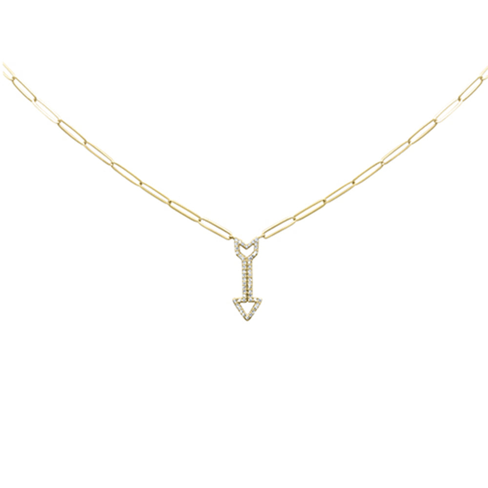 SPECIAL! .25ct G SI 14K Yellow Gold Diamond Arrow Pendant Paperclip Necklace 18" Long