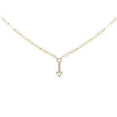 SPECIAL! .25ct G SI 14K Yellow Gold Diamond Arrow Pendant Paperclip Necklace 18" Long