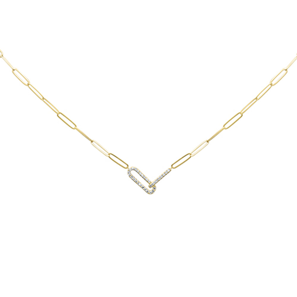 SPECIAL! .21ct G SI 14k Yellow Gold Diamond Paperclip Pendant Paperclip Necklace 18" Long