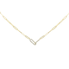 SPECIAL! .21ct G SI 14k Yellow Gold Diamond Paperclip Pendant Paperclip Necklace 18" Long
