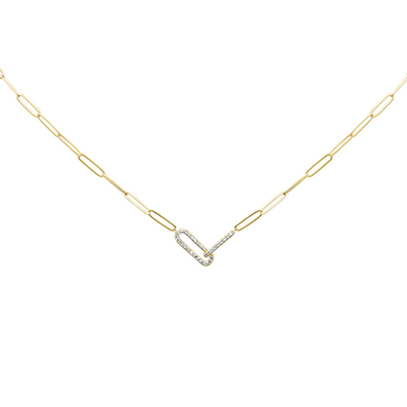 SPECIAL! .21ct G SI 14k Yellow Gold Diamond Paperclip Pendant Paperclip Necklace 18" Long