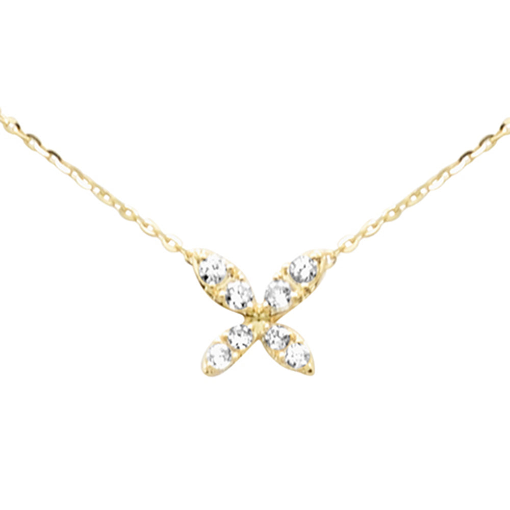 .17ct G SI 14K Yellow Gold Diamond Flower Pendant Necklace 16+2" Ext