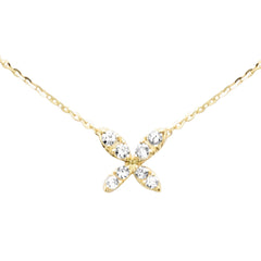 .17ct G SI 14K Yellow Gold Diamond Flower Pendant Necklace 16+2" Ext