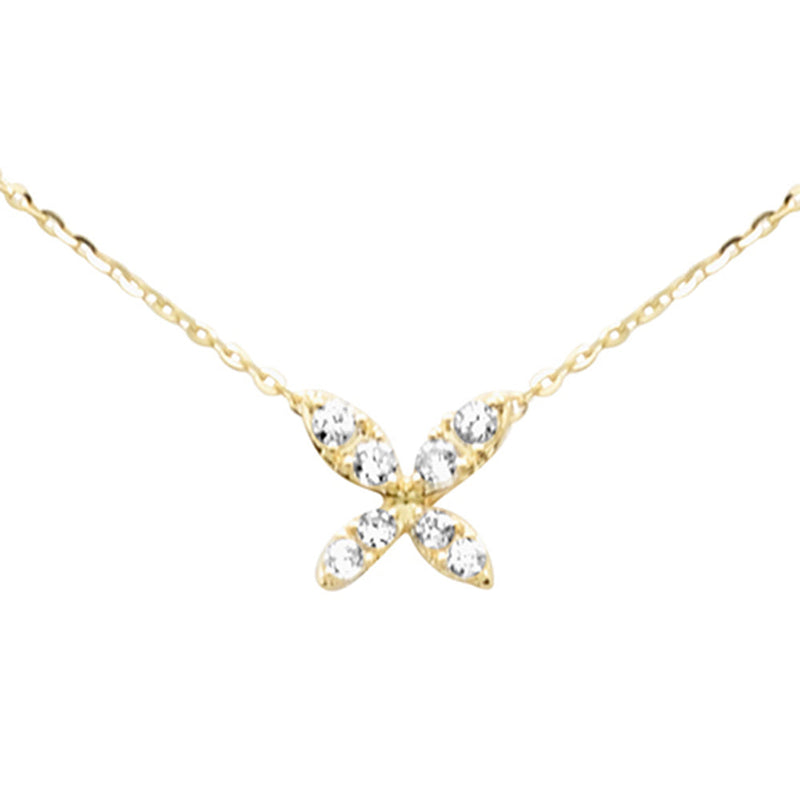 .17ct G SI 14K Yellow Gold Diamond Flower Pendant Necklace 16+2" Ext