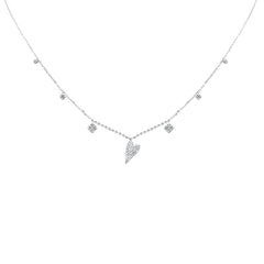 SPECIAL! .26ct G SI 14K White Gold Diamond Heart Dangling Pendant Necklace 16+2" Long