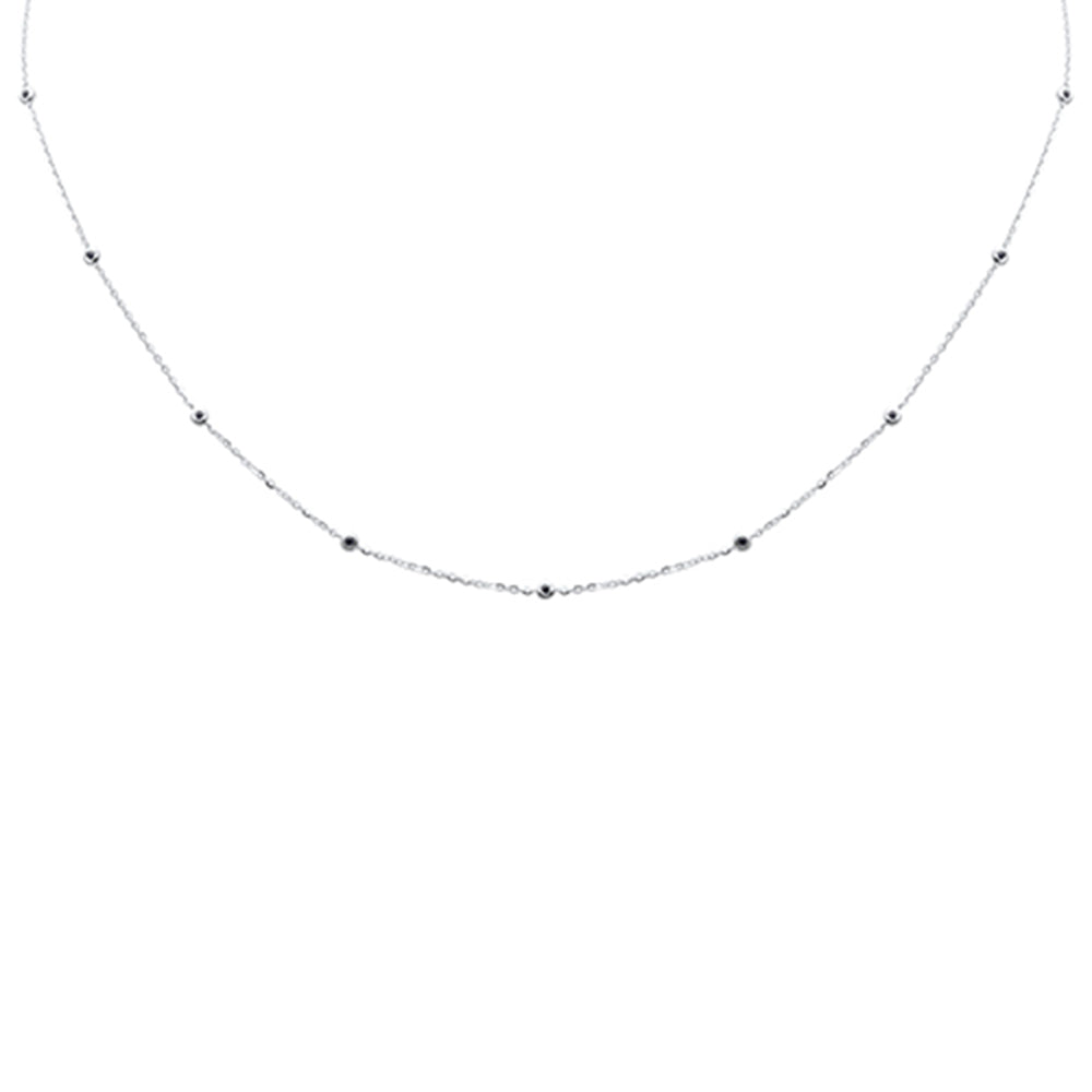 .13ct G SI 14K White Gold Blue Sapphire Pendant Necklace 16+2" Long