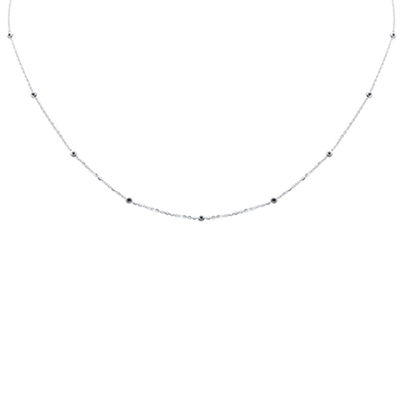 .13ct G SI 14K White Gold Blue Sapphire Pendant Necklace 16+2" Long