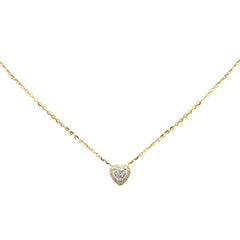 .10ct G SI 14K Yellow Gold Diamond Heart Pendant Necklace 16+2" Long