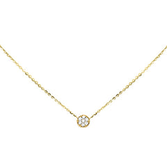 .13ct G SI 14K Yellow Gold Diamond Round Pendant Necklace 16+2" Long