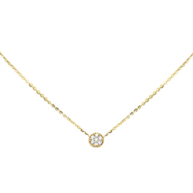 .13ct G SI 14K Yellow Gold Diamond Round Pendant Necklace 16+2" Long