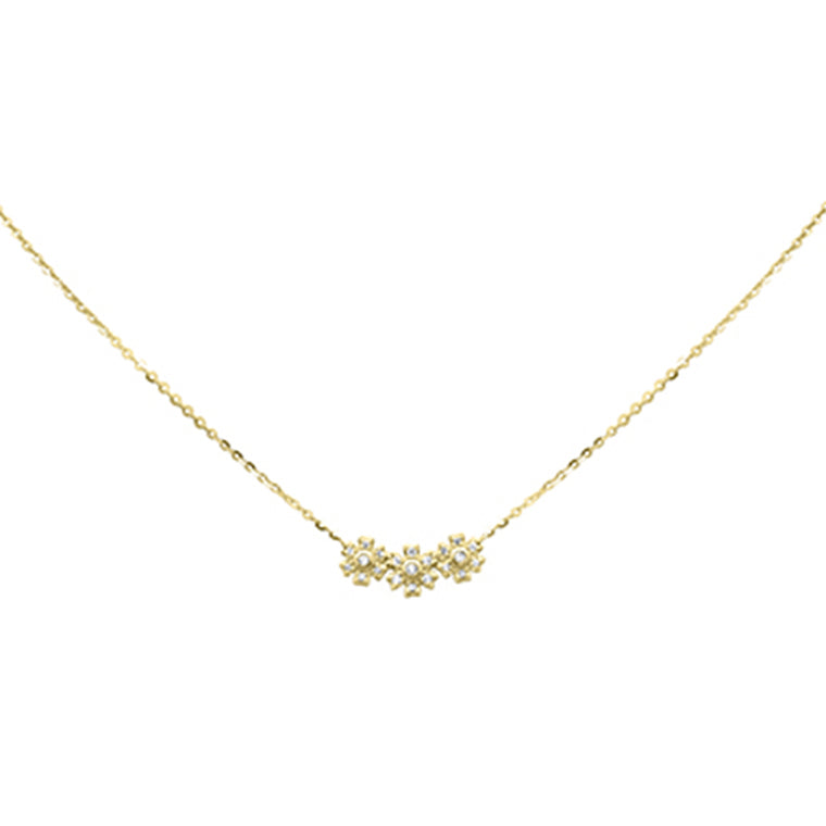 DIAMOND CLOSEOUT!  .13ct G SI 14K Yellow Gold Diamond Flower Pendant Necklace 16+2" Long