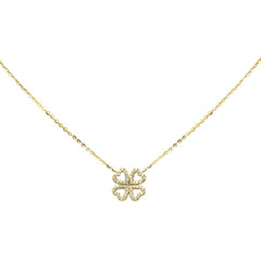 SPECIAL! .18ct G SI 14K Yellow Gold Diamond Clover Leaf Pendant Necklace 16+2" Long