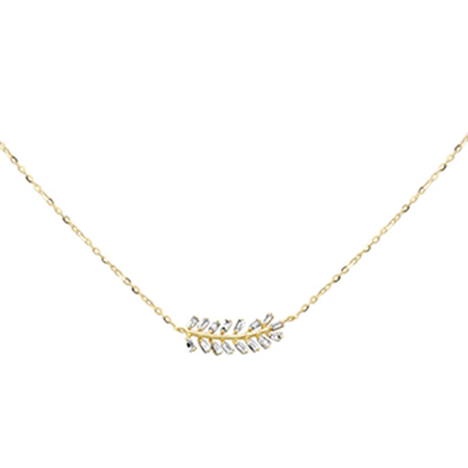 SPECIAL! .14ct G SI 14K Yellow Gold Diamond Olive Branch Pendant Bracelet 16+2"Long
