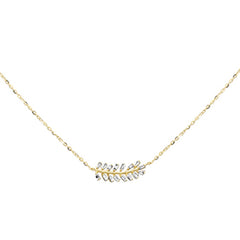 SPECIAL! .14ct G SI 14K Yellow Gold Diamond Olive Branch Pendant Bracelet 16+2"Long