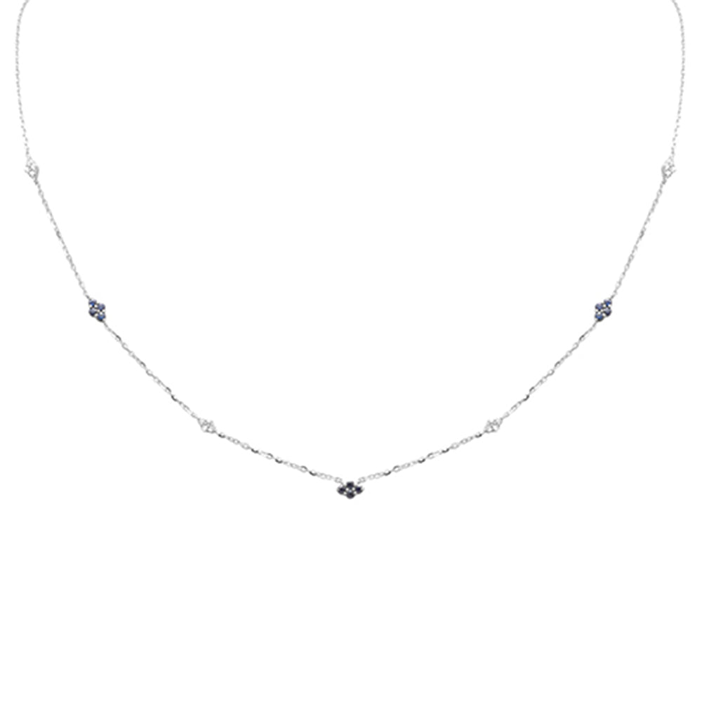 SPECIAL! .39ct G SI 14K White Gold Diamond & Blue Sapphire Gemstone Pendant Necklace 16+2" Long