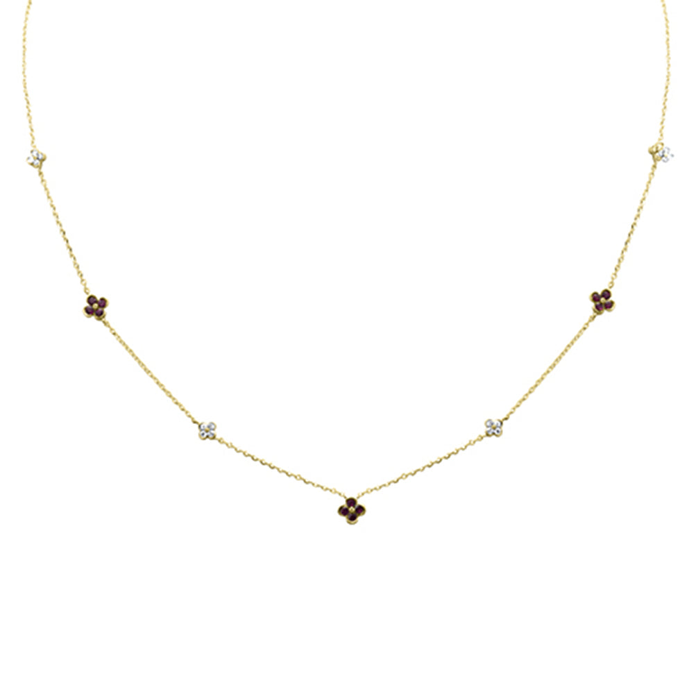DIAMOND CLOSEOUT!  .38ct G SI 14K Yellow Gold Diamond & Ruby Gemstone Pendant Necklace 16+2" Long