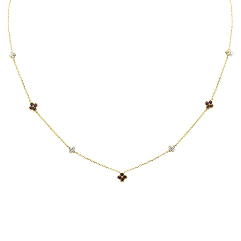 DIAMOND CLOSEOUT!  .38ct G SI 14K Yellow Gold Diamond & Ruby Gemstone Pendant Necklace 16+2" Long