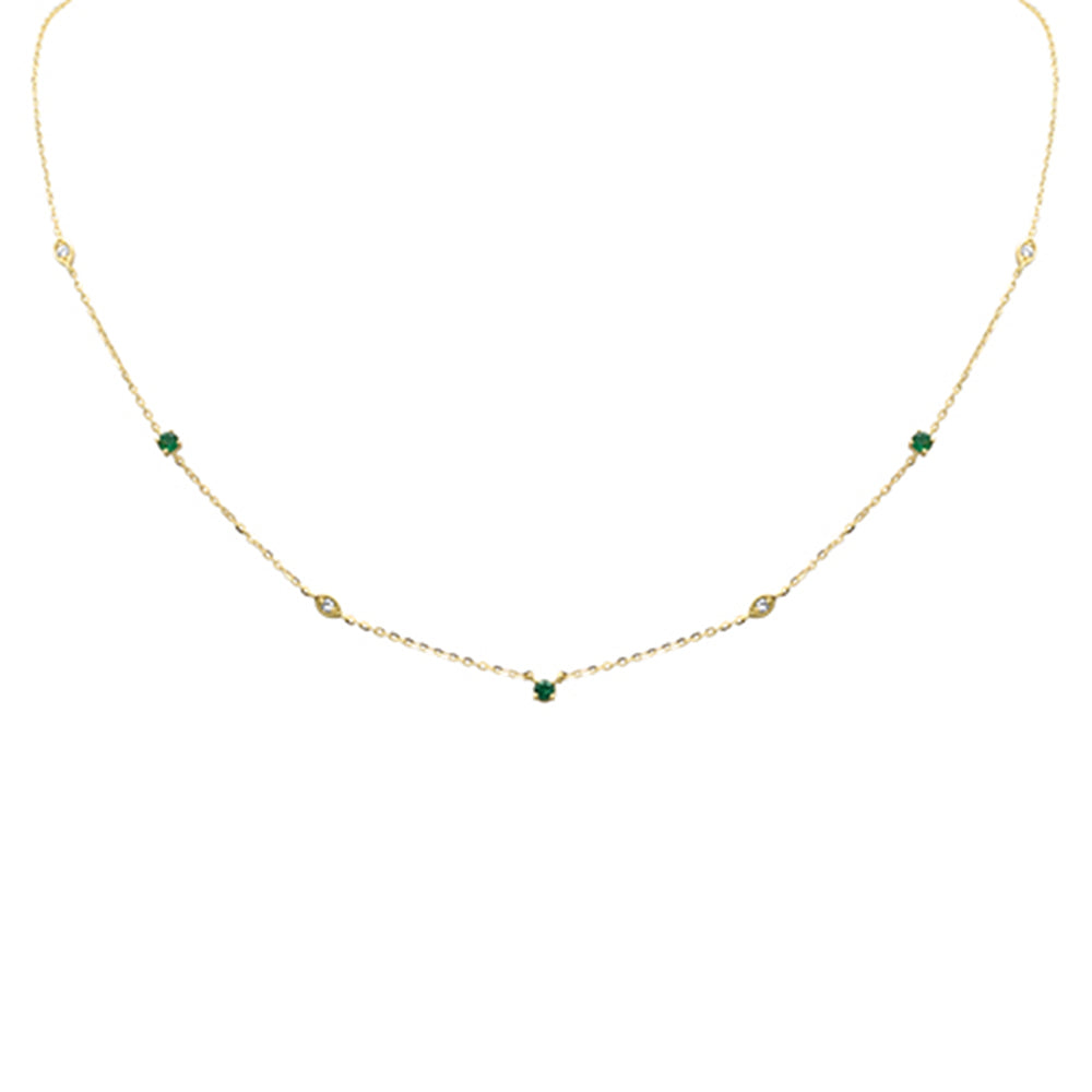 DIAMOND CLOSEOUT!  .26ct G SI 14K Yellow Gold Diamond & Emerald Gemstone Pendant Necklace 16+2" Long