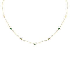 DIAMOND CLOSEOUT!  .26ct G SI 14K Yellow Gold Diamond & Emerald Gemstone Pendant Necklace 16+2" Long