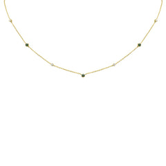 SPECIAL! .33ct G SI 14K Yellow Gold Diamond & Emerald Gemstone Pendant Necklace 16+2"Long