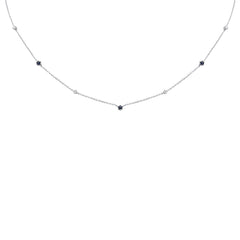 SPECIAL! .45ct G SI 14K White Gold Diamond Blue Sapphire Pendant Necklace 16+2" Long