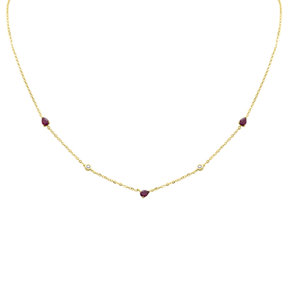 .60ct G SI 14K Yellow Gold Diamond & Ruby Pendant Pendant Necklace 16+2" Long