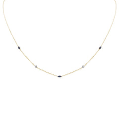 .39ct G SI 14K Yellow Gold Diamond & Blue Sapphire Gemstone Pendant Necklace 16+2" Long