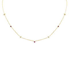 .31ct G SI 14K Yellow Gold Diamond & Ruby Gemstone Pendant Necklace 16+2" Long