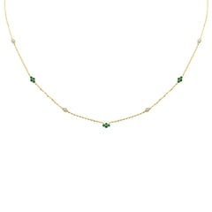 DIAMOND CLOSEOUT!  .29ct G SI 14K Yellow Gold Diamond & Emerald Gemstone Pendant Necklace 16+2" Long