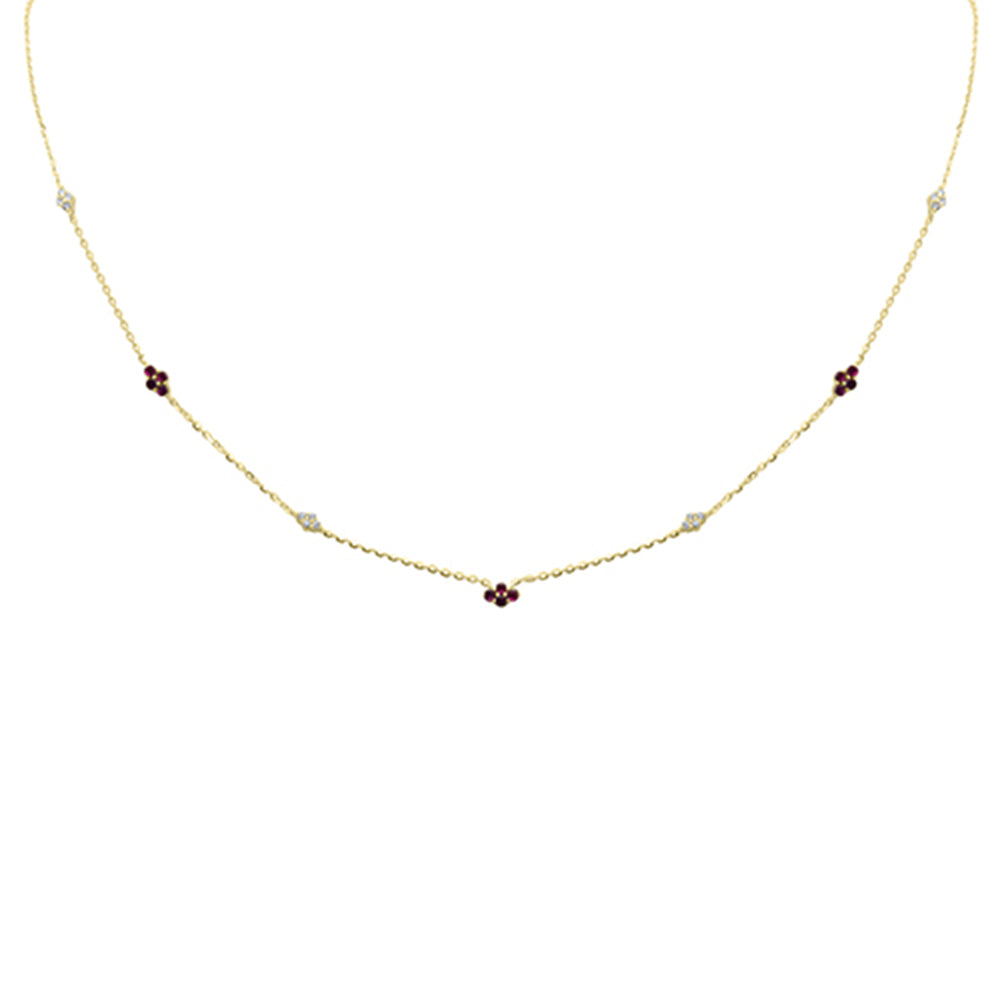 DIAMOND CLOSEOUT!  .41ct G SI 14K Yellow Gold Diamond & Ruby Gemstone Pendant Necklace 16+2" Long