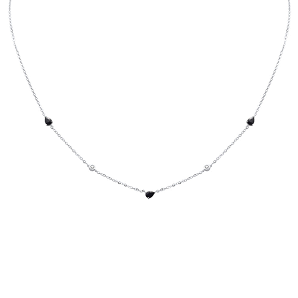 SPECIAL! .66ct G SI 14K White Gold Diamond & Blue Sapphire Gemstone Pendant Necklace 16+2" Long