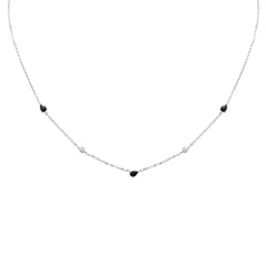 SPECIAL! .66ct G SI 14K White Gold Diamond & Blue Sapphire Gemstone Pendant Necklace 16+2" Long