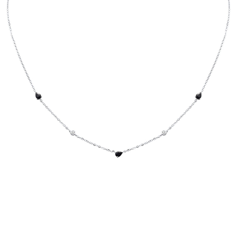 SPECIAL! .66ct G SI 14K White Gold Diamond & Blue Sapphire Gemstone Pendant Necklace 16+2" Long