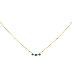.22ct G SI 14K Yellow Gold Diamond & Emerald Gemstone Pendant Necklace 16+2" Long