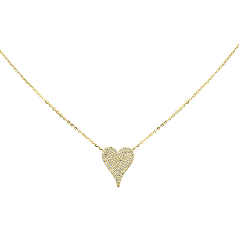 SPECIAL! .24ct G SI 14K Yellow Gold Diamond Heart Pendant Necklace 16+2" Long