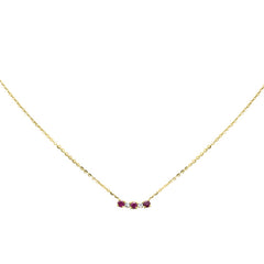 .32ct G SI 14K Yellow Gold Diamond & Ruby Gemstone Pendant Necklace 16+2" Long