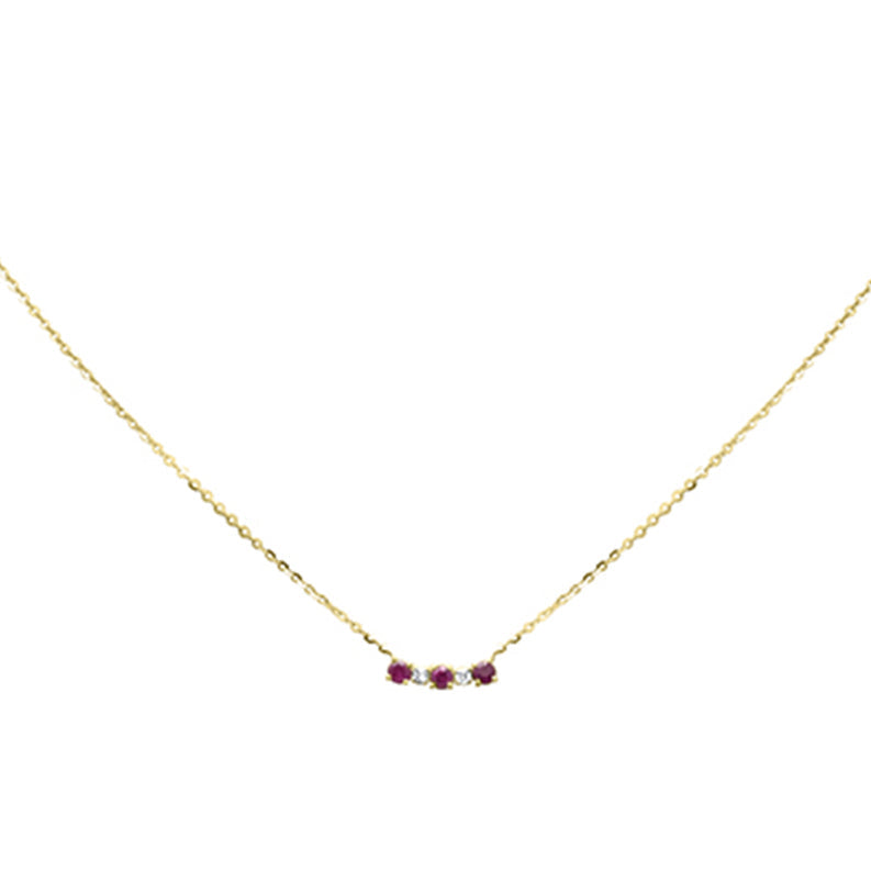 .32ct G SI 14K Yellow Gold Diamond & Ruby Gemstone Pendant Necklace 16+2" Long