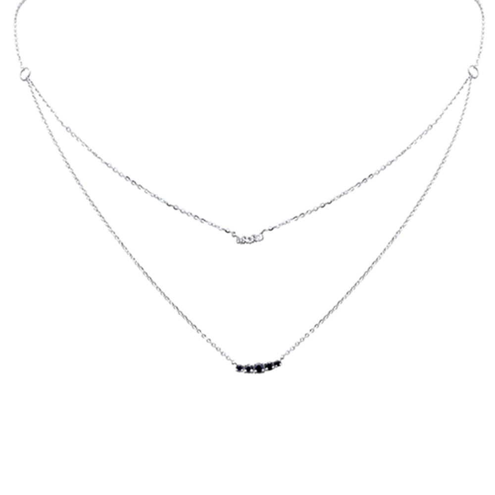 SPECIAL! .34ct G SI 14K White Gold Diamond & Blue Sapphire Gemstone Pendant Necklace 16+2" Long