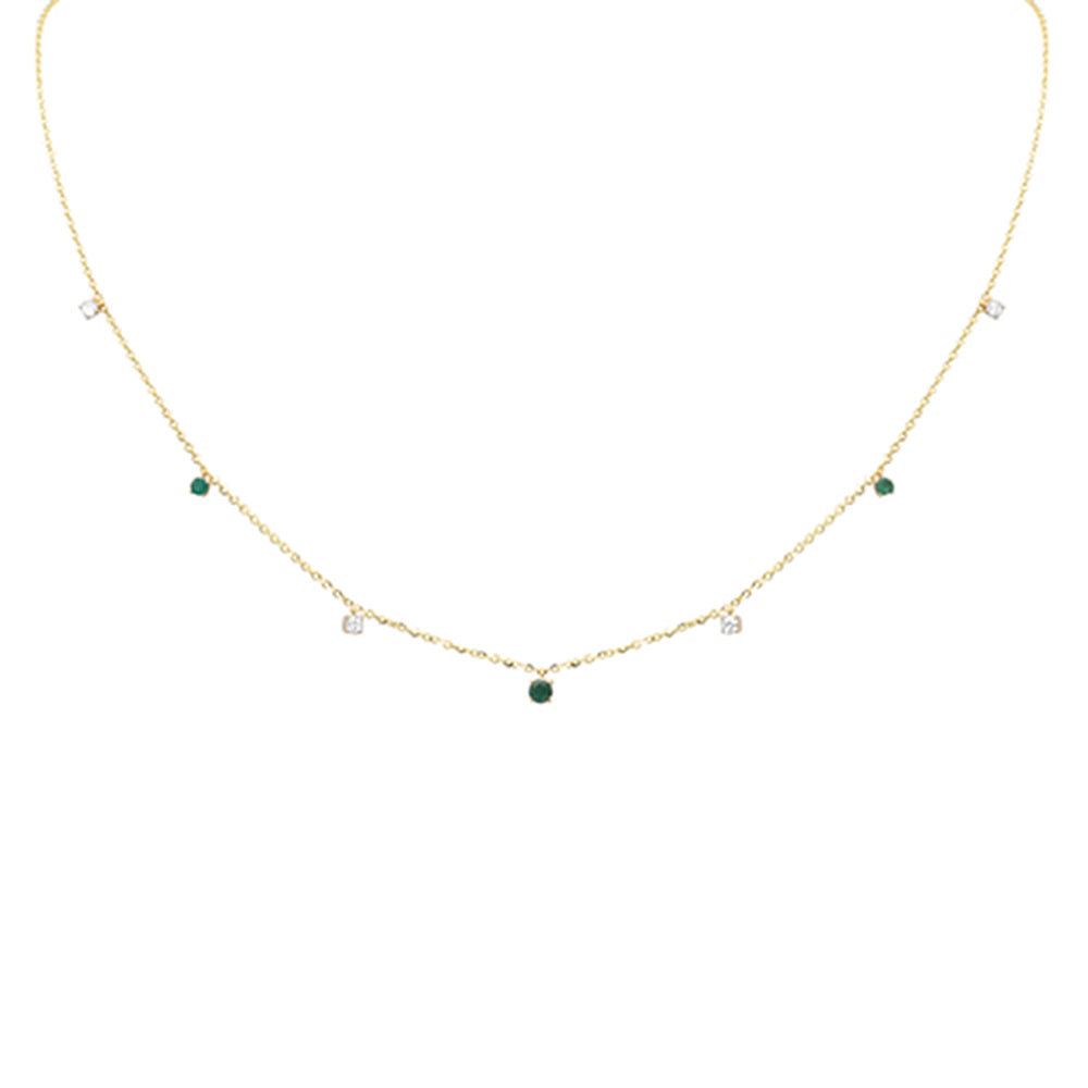 SPECIAL! .34ct G SI 14K Yellow Gold Diamond & Emerald Gemstone Pendant Necklace 16+2" Long