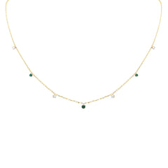 SPECIAL! .34ct G SI 14K Yellow Gold Diamond & Emerald Gemstone Pendant Necklace 16+2" Long