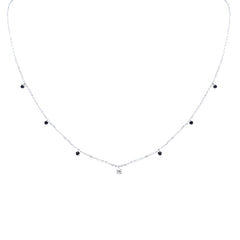 SPECIAL! .30ct G SI 14K White Gold Diamond & Blue Sapphire Gemstone Pendant Necklace 16+2" Long