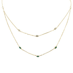 DIAMOND CLOSEOUT!  .36ct G SI 14K Yellow Gold Diamond & Emerald Gemstone Pendant Necklace 16+2" Long